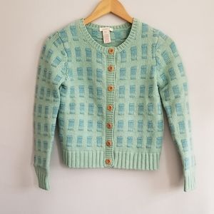 Sundance green and blue cottage core button front cardigan sweater XS